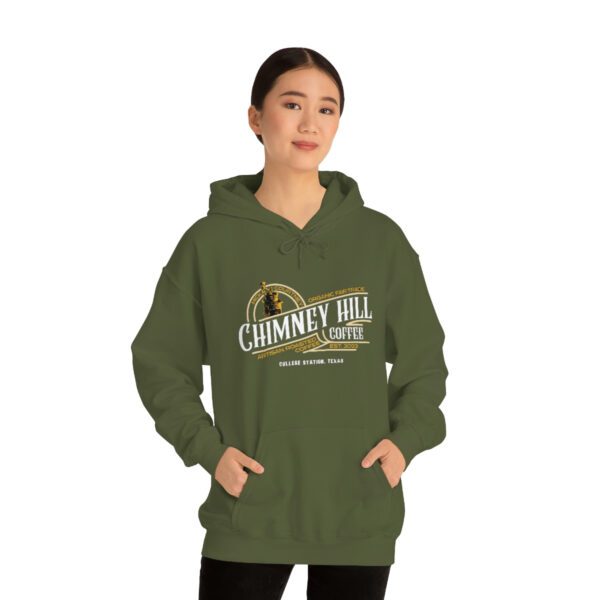 Chimney Hill Coffee – Unisex Heavy Blend™ Hooded Sweatshirt Apparel Fresh Roasted Coffee Delivery in College Station, TX