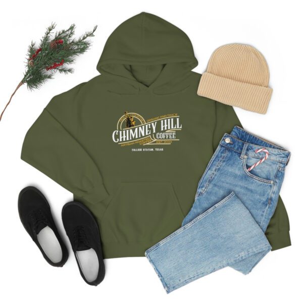 Chimney Hill Coffee – Unisex Heavy Blend™ Hooded Sweatshirt Apparel Fresh Roasted Coffee Delivery in College Station, TX