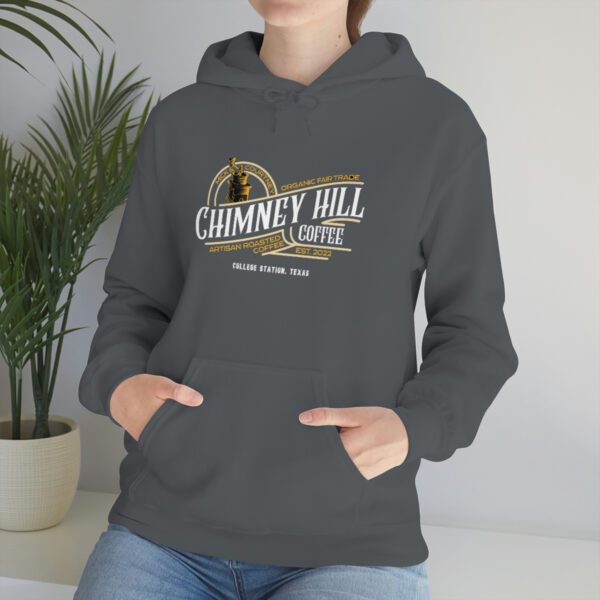 Chimney Hill Coffee – Unisex Heavy Blend™ Hooded Sweatshirt Apparel Fresh Roasted Coffee Delivery in College Station, TX